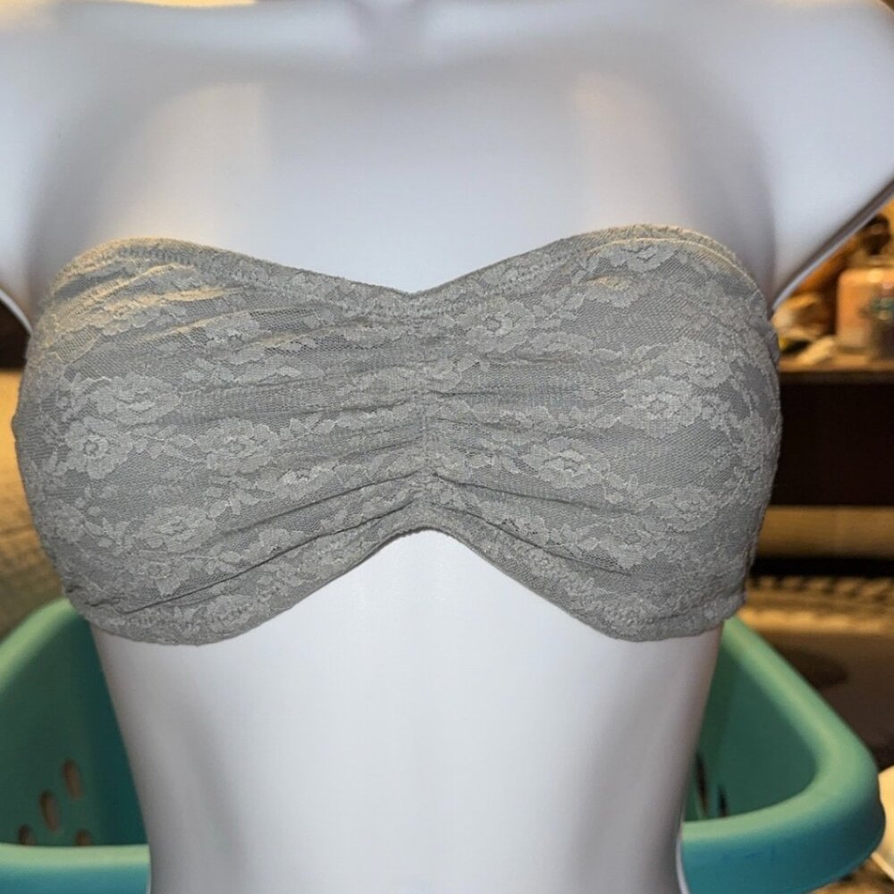 Pink by Victoria's Secret Gray floral lace bandeau